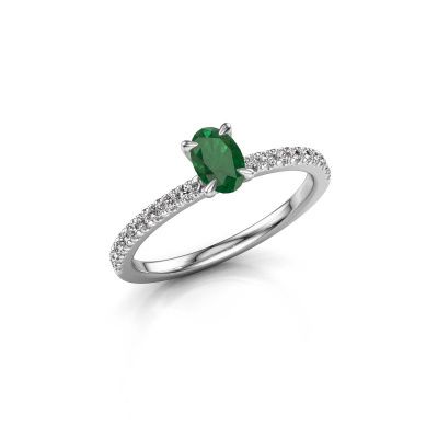 Engagement ring Crystal OVL 2 950 platinum emerald 6x4 mm