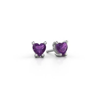 Ohrringe Sam Heart 950 Platin Amethyst 5 mm