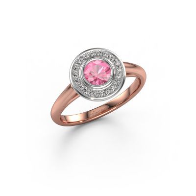 Promise ring Noud 1 RND 585 rosé goud roze saffier 4.7 mm