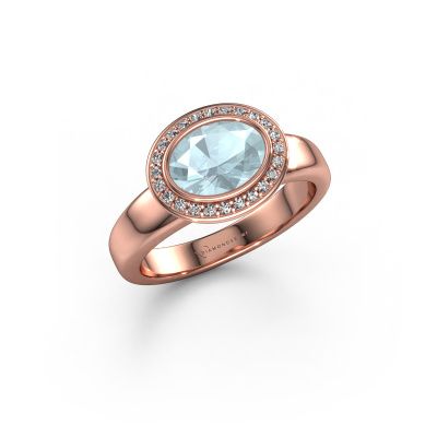 Ring Salena 585 rose gold aquamarine 8x6 mm