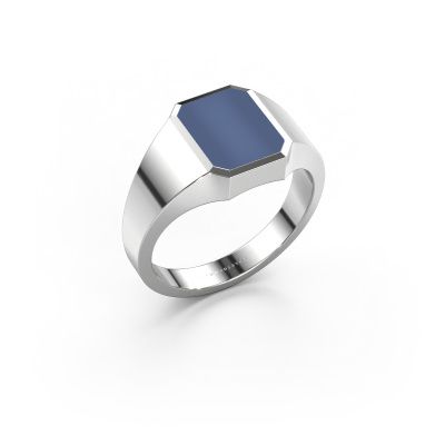 Pinky ring Lars 1 585 white gold blue sardonyx 10x8 mm