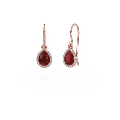 Pendants d'oreilles Seline per 585 or rose rubis 7x5 mm