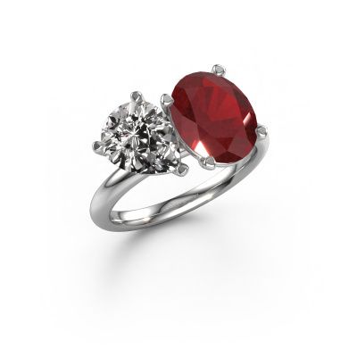 Engagement ring Toi et Moi OVL-PER 950 platinum ruby 8x6 mm