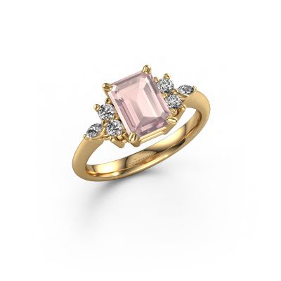 Ring Sade 585 gold morganite champagne 8x6 mm