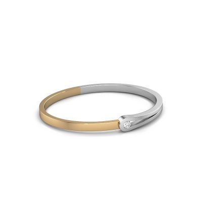 Bracelet jonc Kiki 585 or blanc diamant 0.25 crt