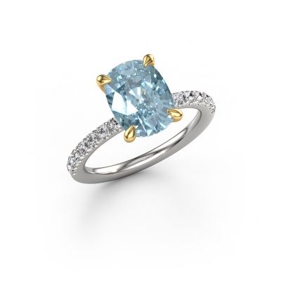 Engagement ring Crystal CSH 2 585 white gold blue lab grown diamond 10.2x7.6 mm