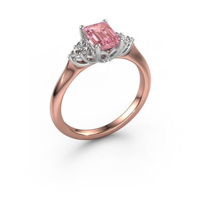 Engagement ring Felipa EME 585 rose gold pink lab grown diamond 7x5 mm