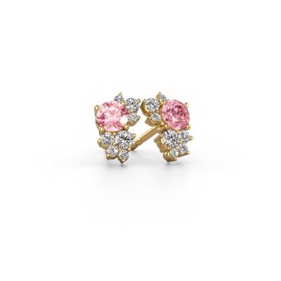 Stud earrings Veronica 585 gold pink lab grown diamond 4.2 mm