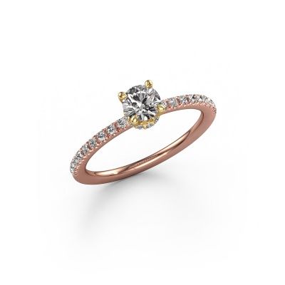 Bague de fiançailles Crystal rnd 4 585 or rose diamant 0.64 crt