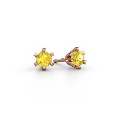 Clous d'oreilles Shana 585 or rose saphir jaune 4 mm