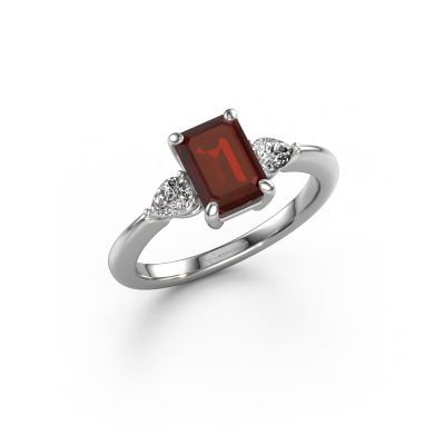Engagement ring Chanou EME 950 platinum garnet 7.5x5.5 mm