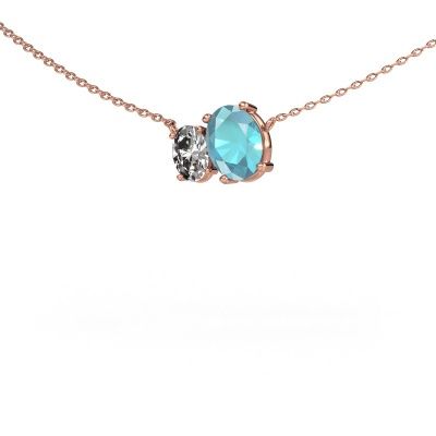 Pendant Toi et Moi OVL OVL 585 rose gold blue topaz 8x6 mm