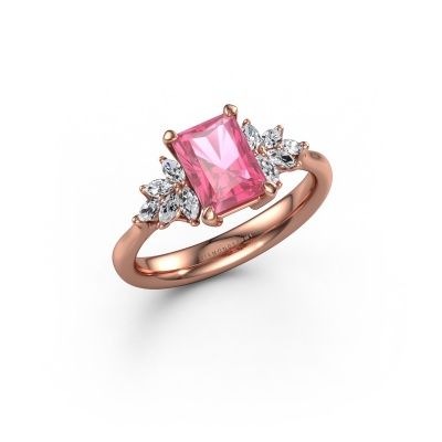 Engagement ring Fiona RAD 585 rose gold pink sapphire 7.5x5.5 mm