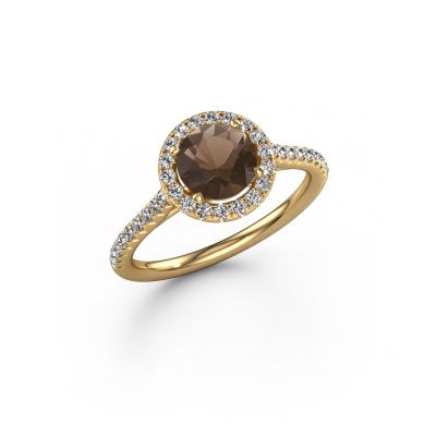 Engagement ring Seline rnd 2 585 gold smokey quartz 6.5 mm