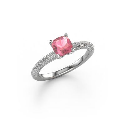 Engagement ring Elenore cus 950 platinum tourmaline pink 5.5 mm