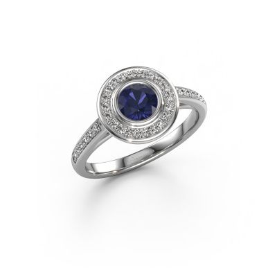 Engagement ring Noud 2 RND 585 white gold sapphire 5 mm