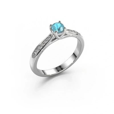 Engagement ring Mia 2 950 platinum blue topaz 5 mm