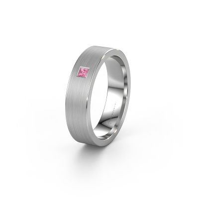 Wedding ring WH0101L15BMSQ 585 white gold pink sapphire ±0.20x0.08 in