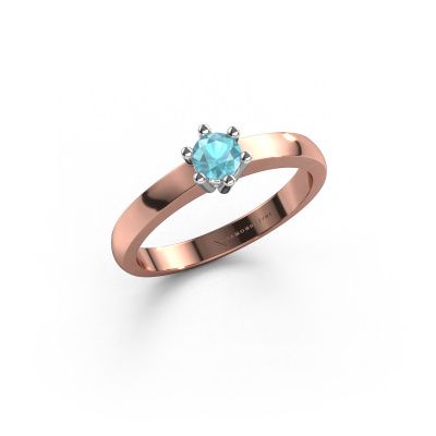 Verlobungsring Luna 1 585 Roségold Blau Topas 3.7 mm