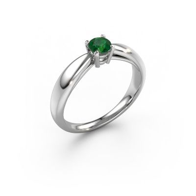 Verlovingsring Nichole 950 platina smaragd 4.2 mm