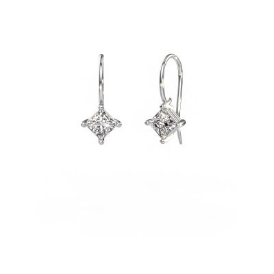 Drop earrings Cleo SQR 950 platinum zirconia 5 mm