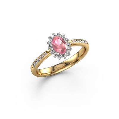 Engagement ring Tilly ovl 2 585 gold tourmaline pink 7x5 mm