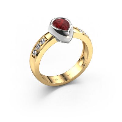 Ring Charlotte Pear 585 gold ruby 8x5 mm