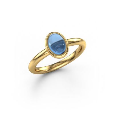 Ring Blossom OVL 2 585 goud blauw topaas 7x5 mm