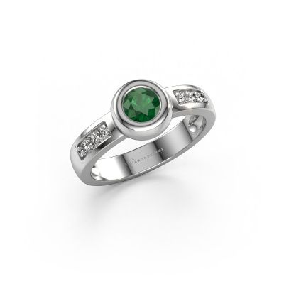 Ring Charlotte Round 585 white gold emerald 4.7 mm