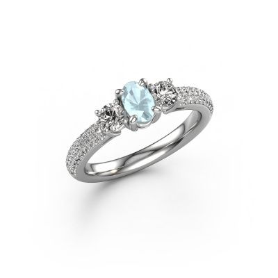 Engagement ring Marielle OVL 950 platinum aquamarine 6.5x4.5 mm