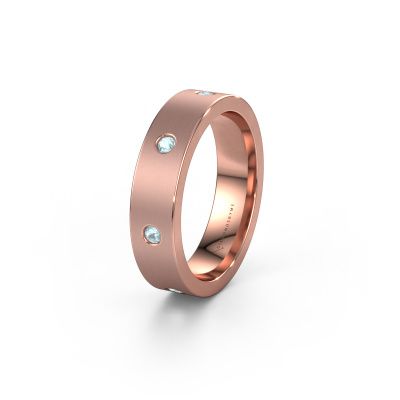 Wedding ring WH0105L15BM 585 rose gold aquamarine 2 mm ±0.20x0.08 in