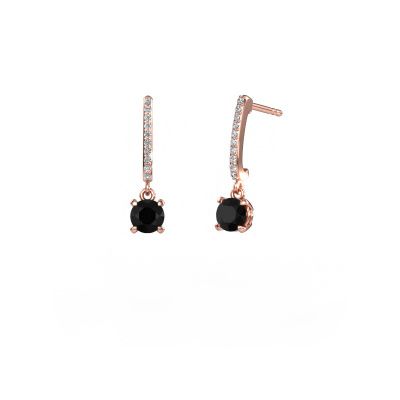 Drop earrings Tanja 585 rose gold black diamond 1.334 crt
