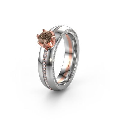 Bague de mariage WH0416L25E 585 or rose diamant brun ±5x2.6 mm