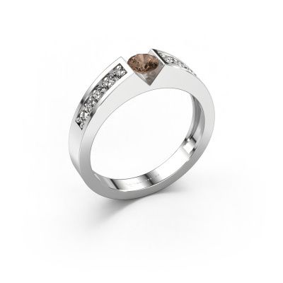Engagement ring Lizzy 2 585 white gold brown diamond 0.30 crt