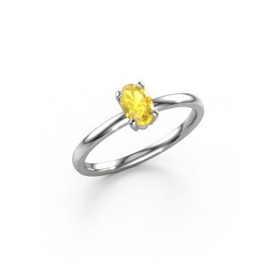 Engagement ring Lynelle 1 950 platinum yellow sapphire 6x4 mm