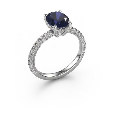 Engagement ring Saskia 2 ovl 585 white gold sapphire 9x7 mm