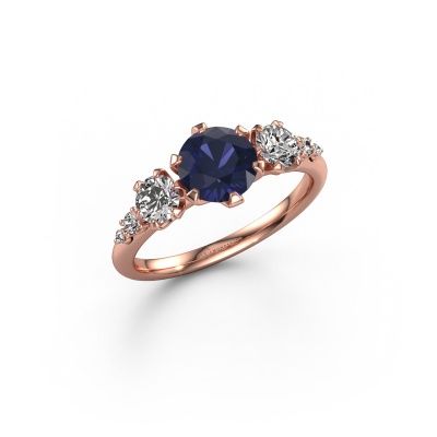 Engagement ring Aniek RND 585 rose gold sapphire 6.5 mm