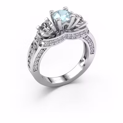 Engagement ring Phileine 585 white gold aquamarine 5 mm