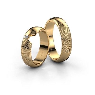 Wedding rings set WHR0419LM ±0.20x0.08 in 14 Carat white gold diamond 0.03 crt