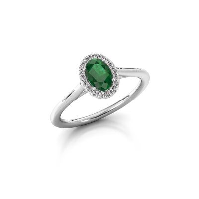 Engagement ring Seline ovl 1 950 platinum emerald 6x4 mm