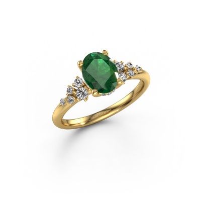 Engagement ring Emma OVL 585 gold emerald 8x6 mm