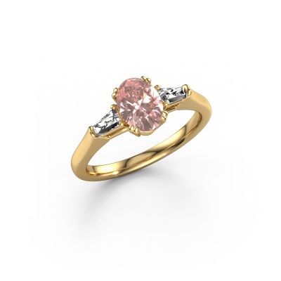 Engagement ring Indy OVL 585 gold pink lab grown diamond 8x6 mm
