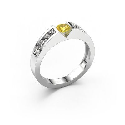 Verlobungsring Lizzy 2 950 Platin Gelb Saphir 4.2 mm