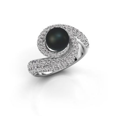 Ring Klasina 950 platina zwarte parel 7 mm