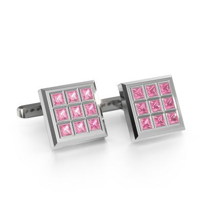 Cufflinks Clen 585 white gold pink sapphire 3 mm