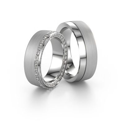 Vriendschapsringen set WH2224LM26C8 ±6,5x2.2 mm 14 Carat witgoud diamant 0.54 crt