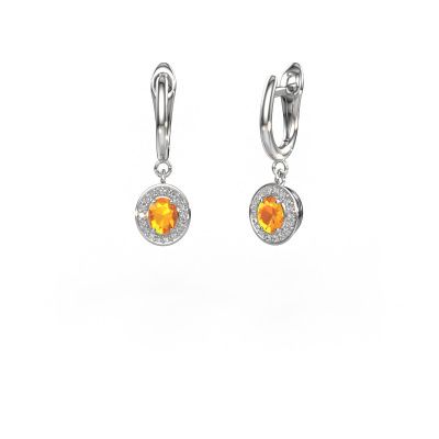 Drop earrings Nakita 950 platinum citrin 5x4 mm
