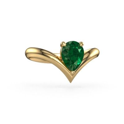 Engagement ring Maddy PER 585 gold emerald 8x6 mm