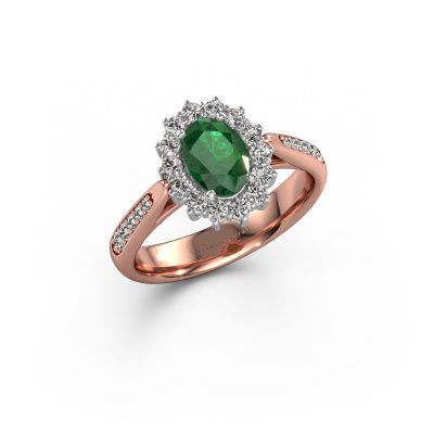Engagement ring Margien 2 585 rose gold emerald 7x5 mm
