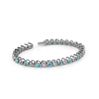 Bracelet tennis Allegra 4 mm 585 or blanc topaze bleue 4 mm
